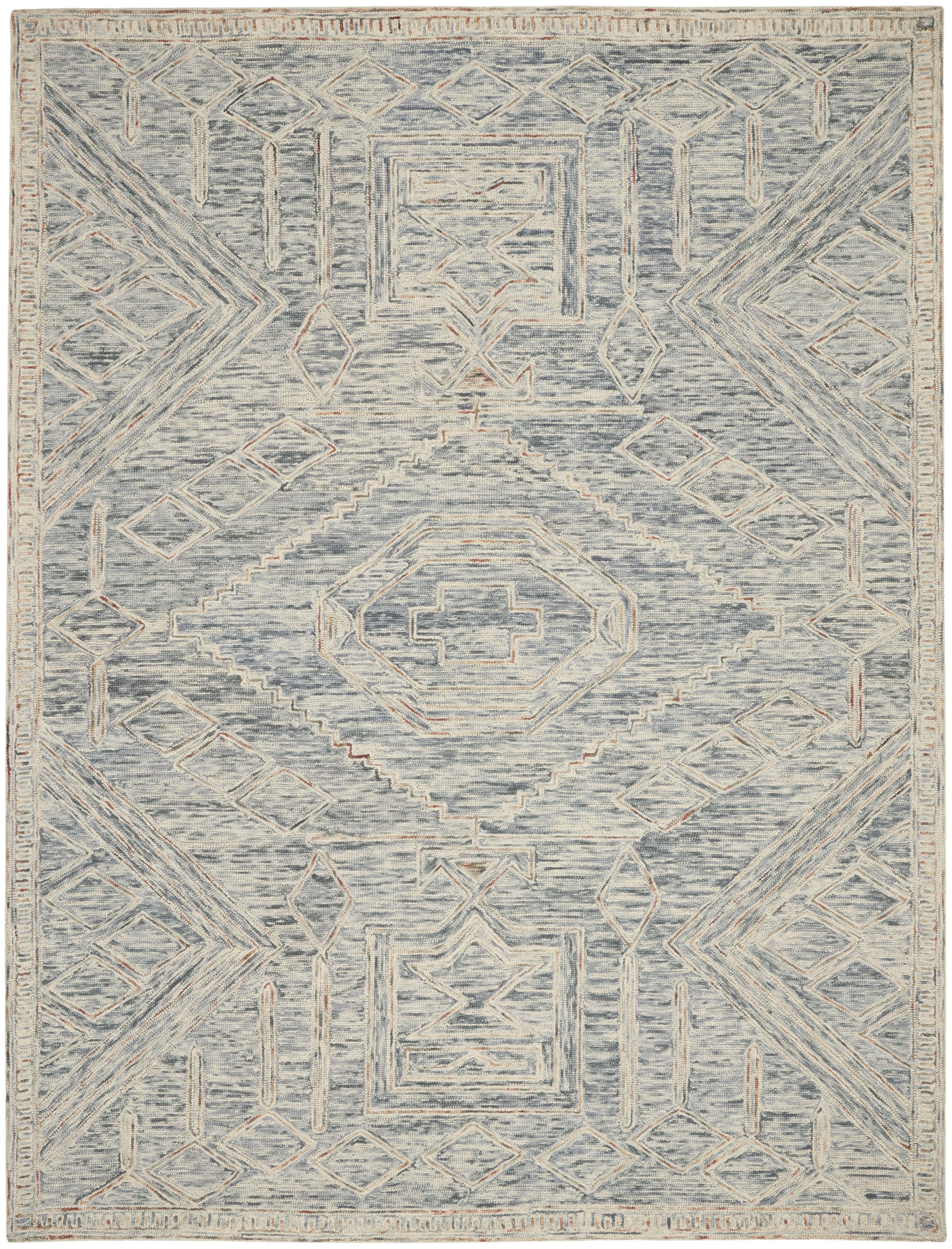 Nourison Linked Rustic Bohemian Blue/Multi 8' x 10'6" Area Rug, (8' x 11')