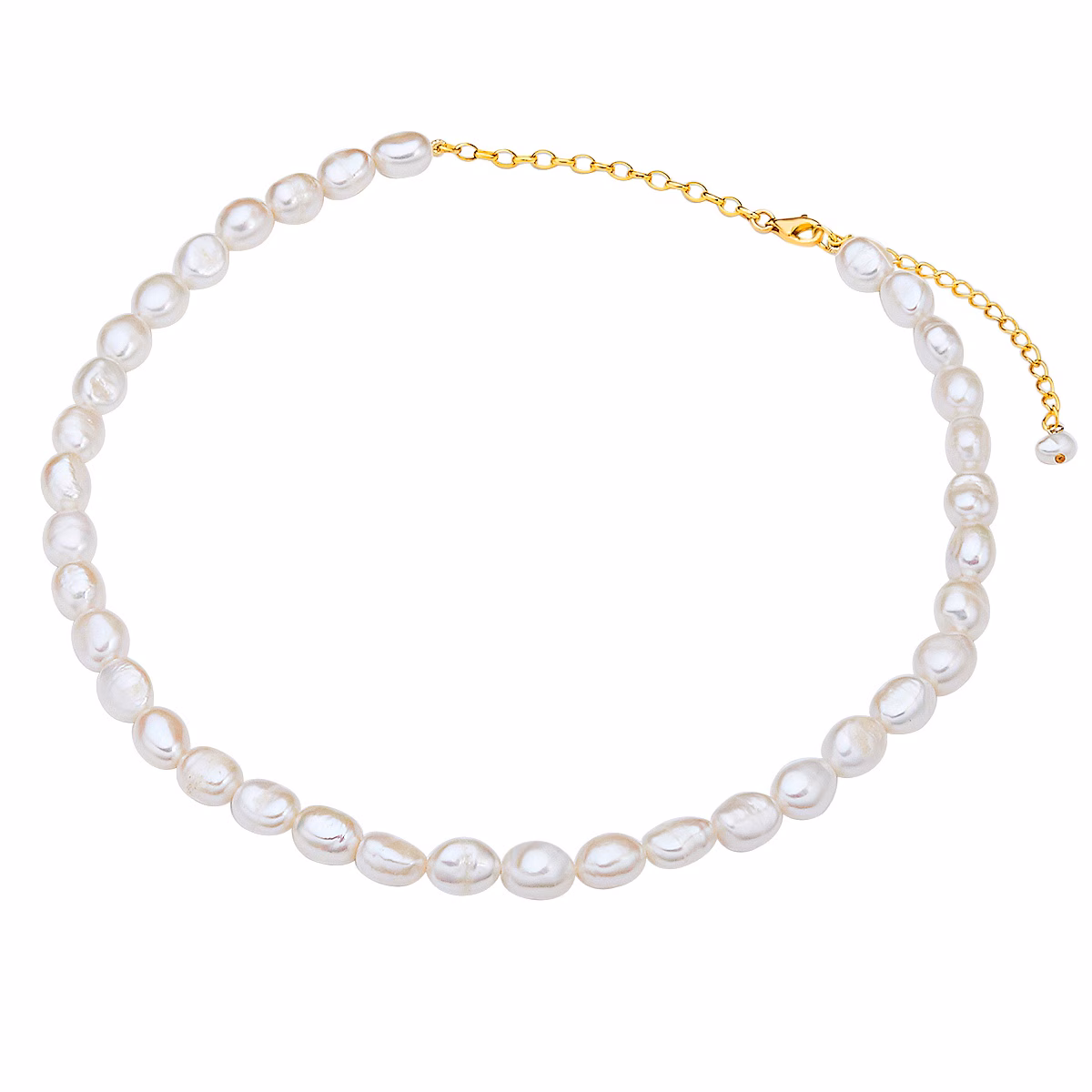 Perlen-Kette aus Sterling Silber in gelbgold mit Süßwasser-Zuchtperle