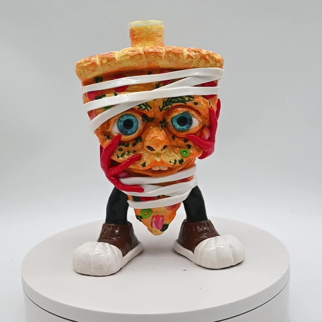 Random Pizza Slice mini dab rig 6.7-inch size chart cartoon glass