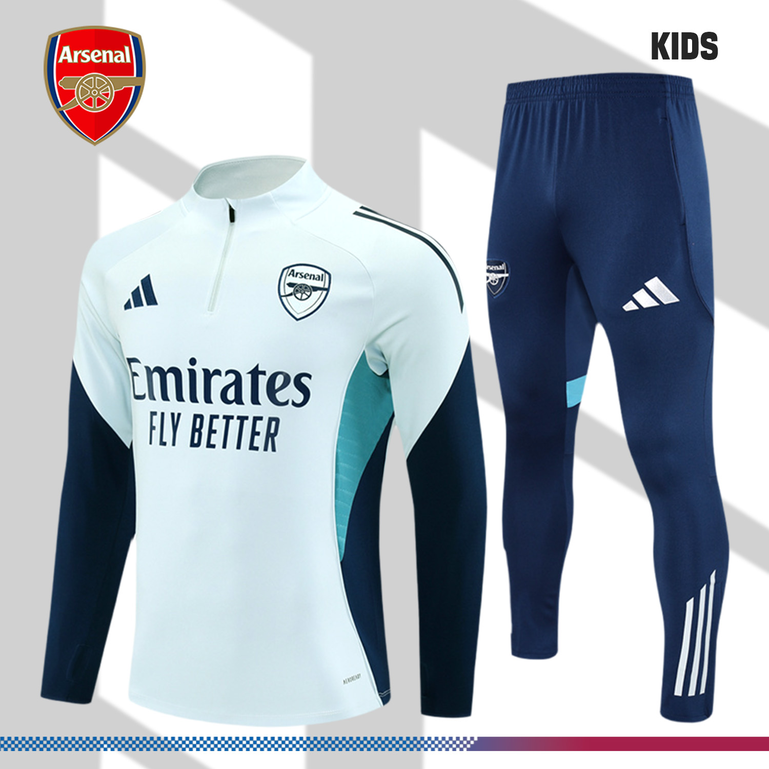2025/2026 Arsenal Kids Half Zip Training Clothes (Kids Kit)