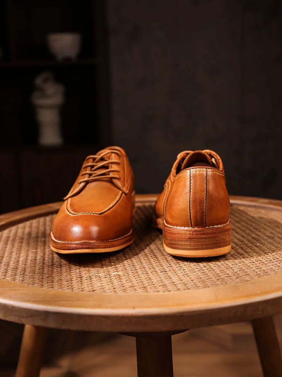 Handmade washed tire cowhide business dress leather shoes