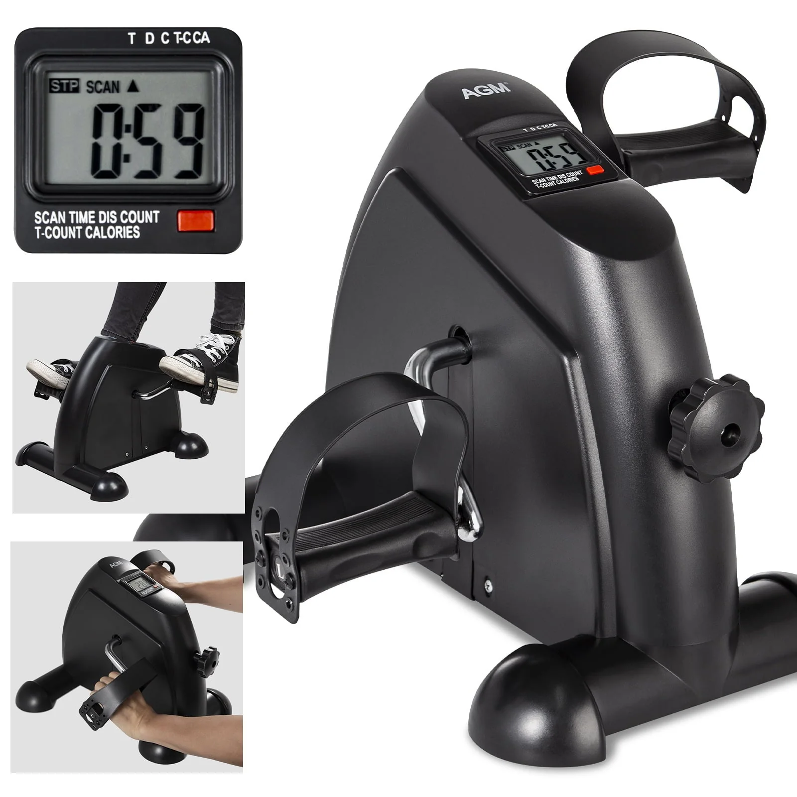 AGM Under Desk Bike Pedal Exerciser, Portable Cycling Exerciser Mini Exercise Bike, Holds 240 lb