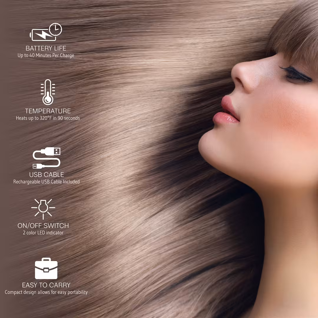 PURSONIC  USB Rechargeable Cordless Hair Straightener
