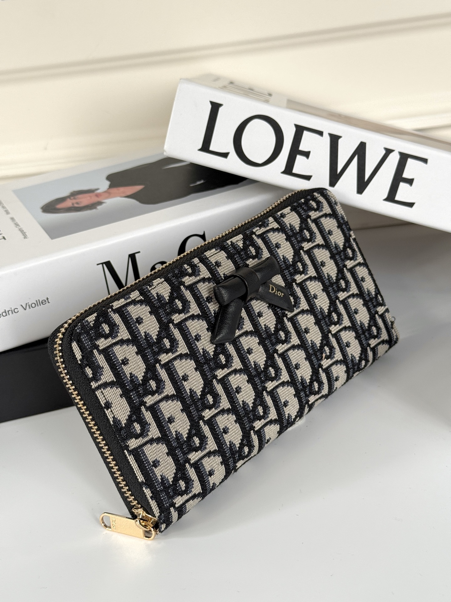 Dior new bow wallet black blue