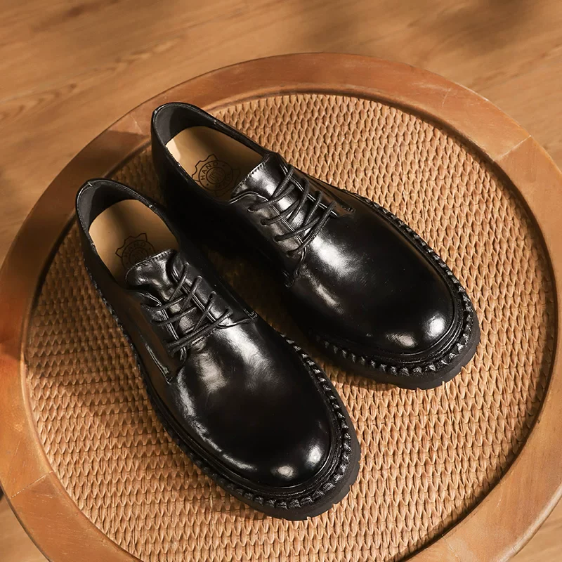 High-end washed horse skin breathable casual leather shoes
