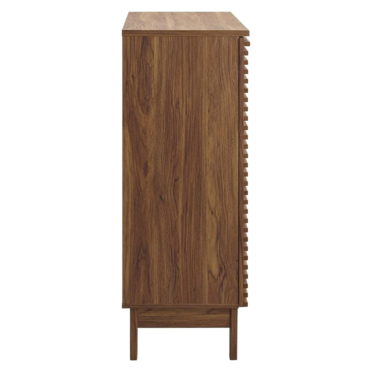 Modway Bar Cabinet with Slatted Door and 2 Drawers, Solidwood Walnut