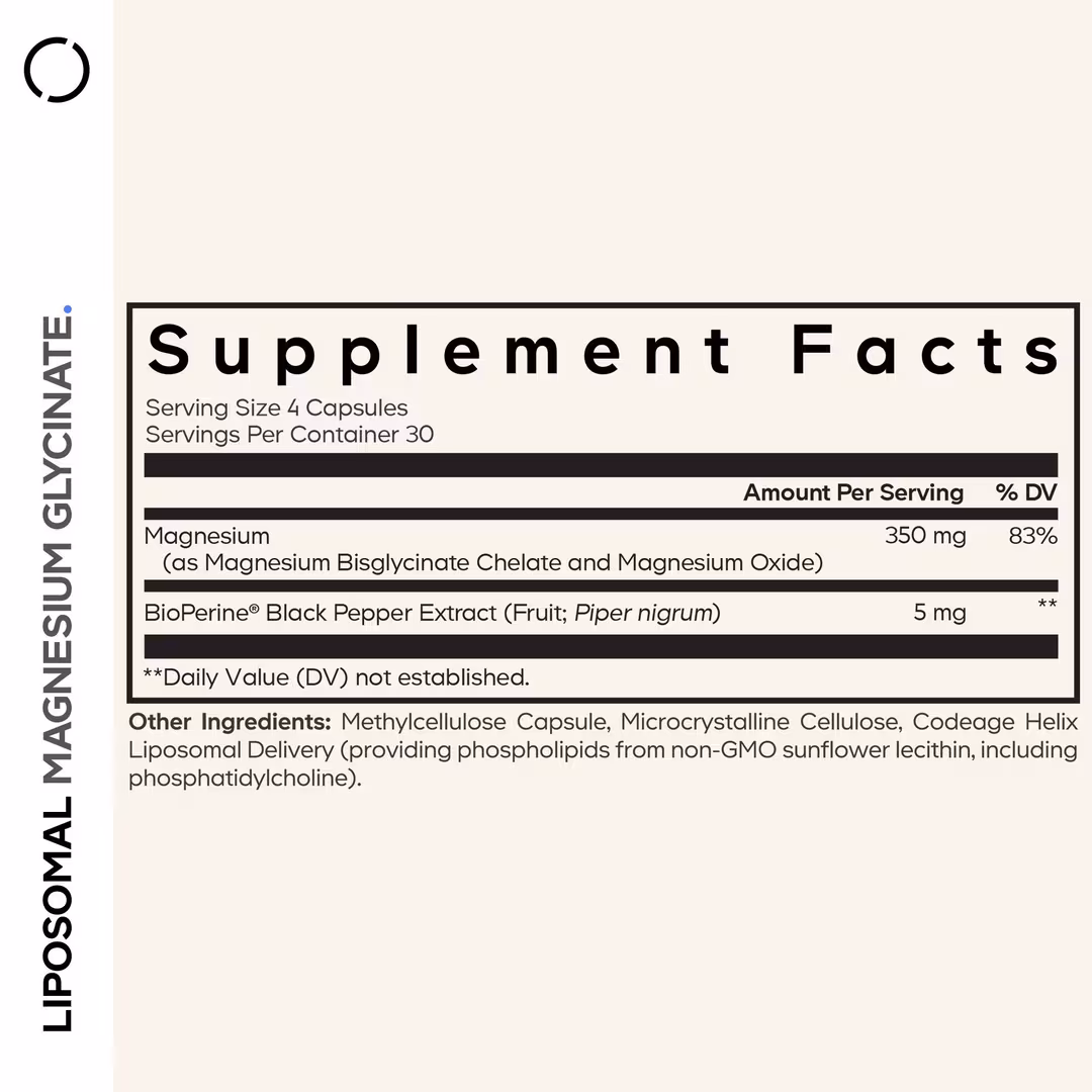 CODEAGE  Liposomal Magnesium Bisglycinate with Black Pepper Extract