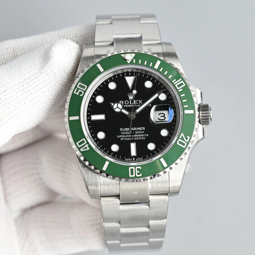 Rolex Watch Submariner 41mm Silver Green Black Dial