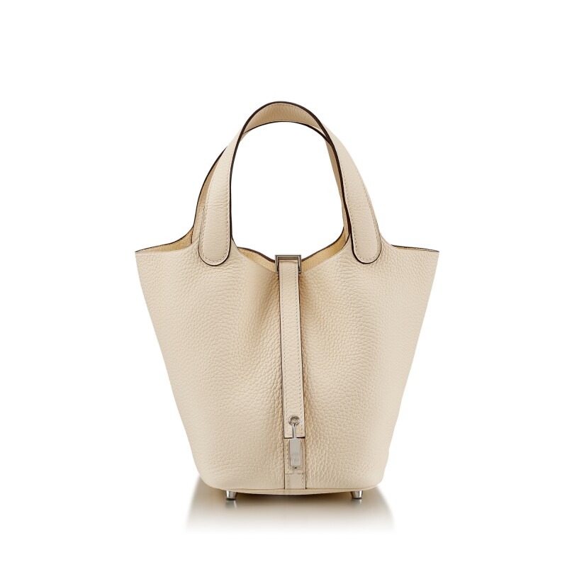 Hermes Clemence Picotin Lock Bag Silver Hardware-White Bag
