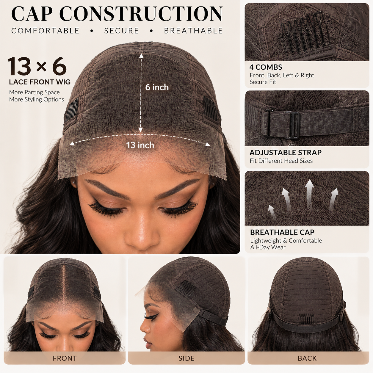 13x6 HD Lace Front Body Wave Human Hair Wig – Pre-Plucked
