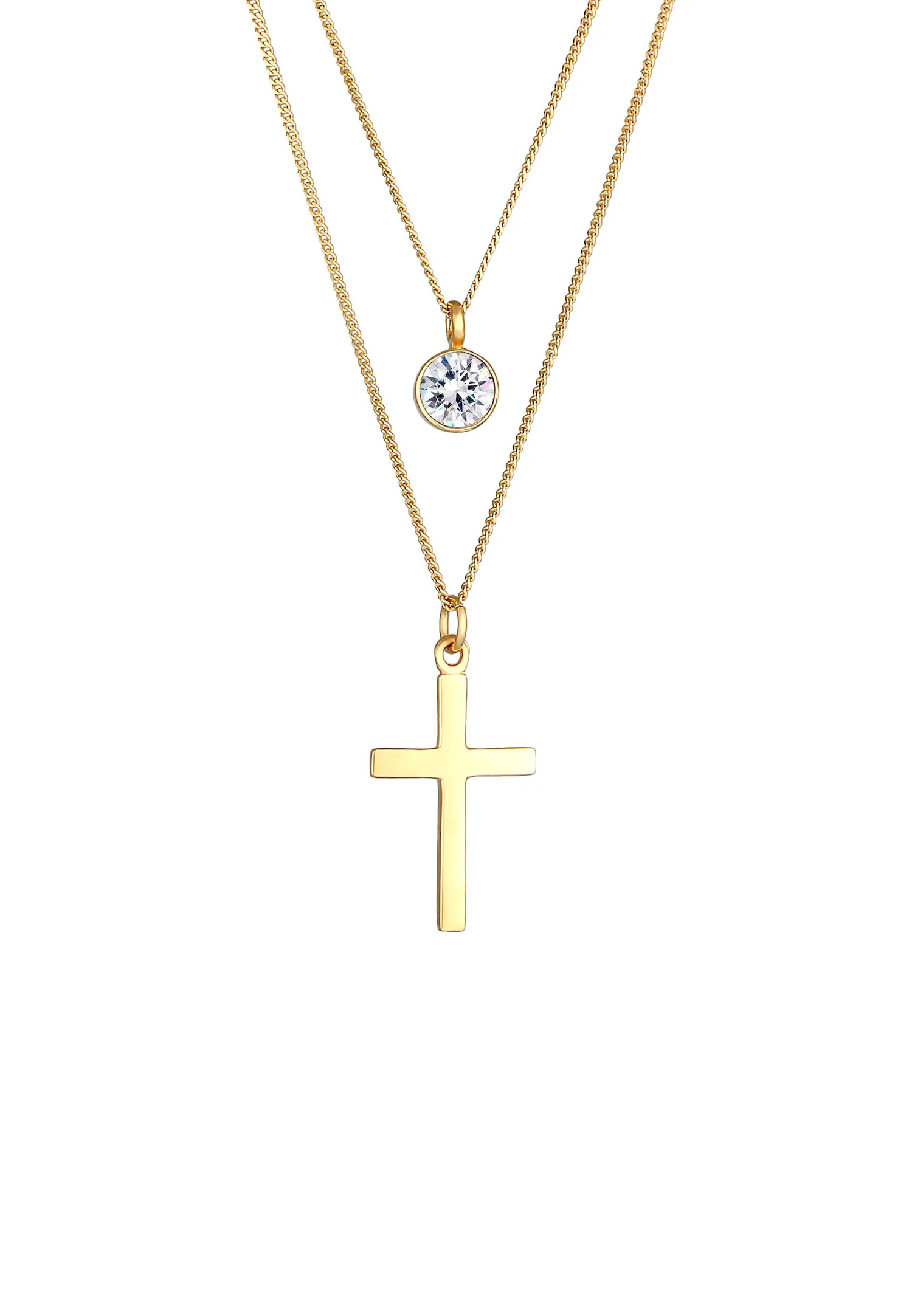 Layer Kreuz 925 Silber, mit Kristallen von Swarovski®