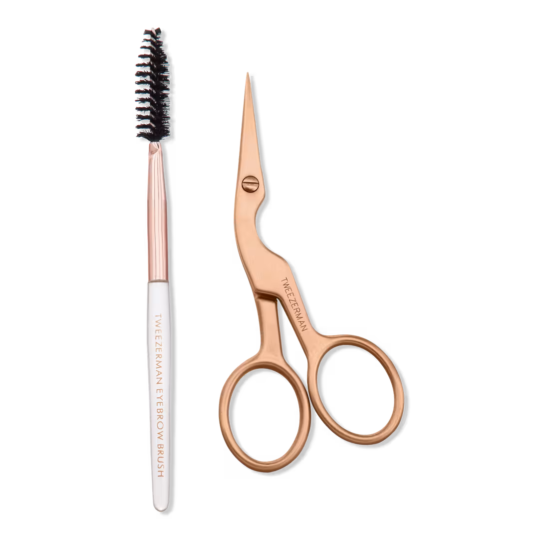 Tweezerman  Rose Gold Brow Shaping Scissors and Brush