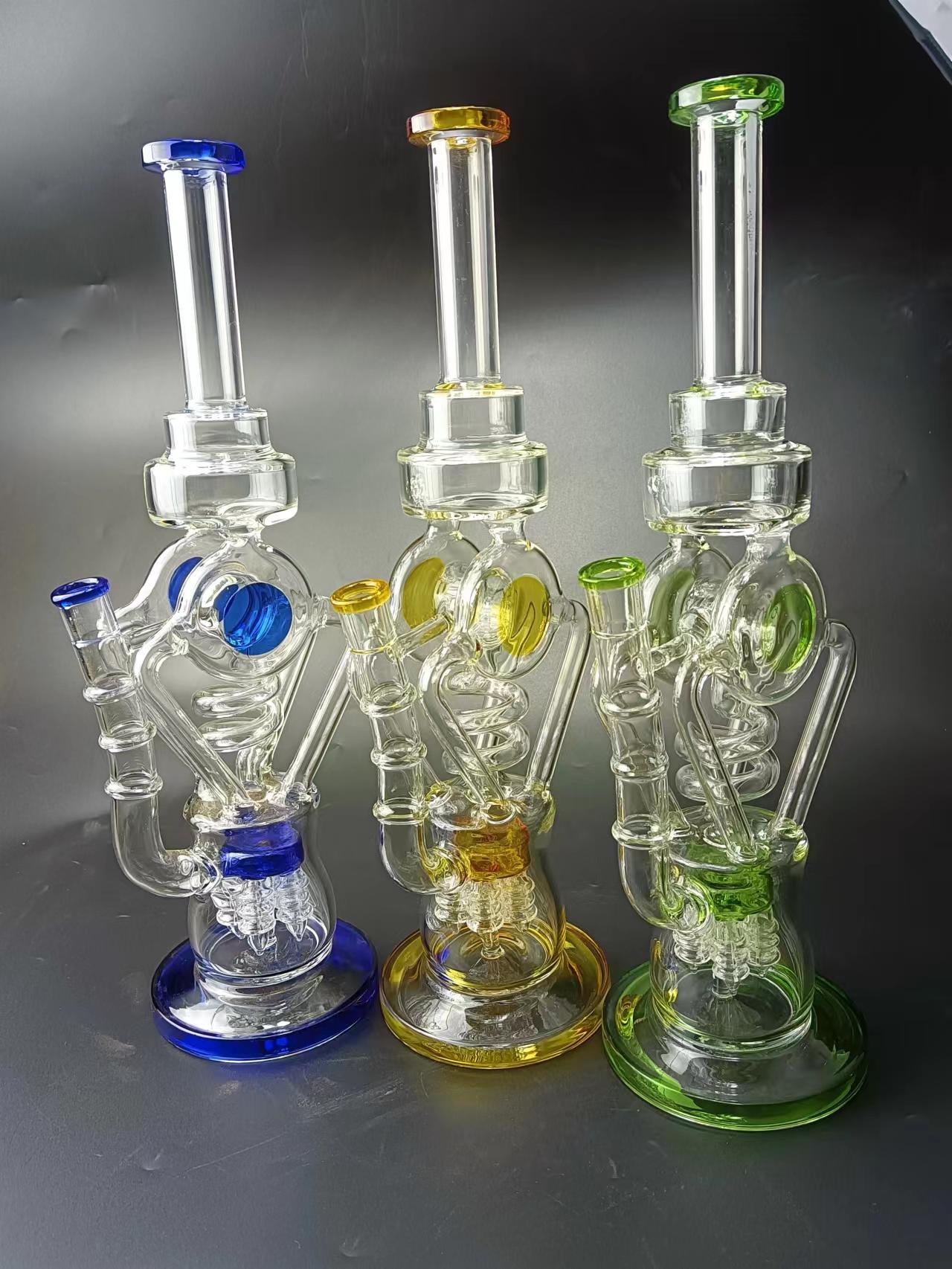 15 Gourd Perc Recycler Glass Bong