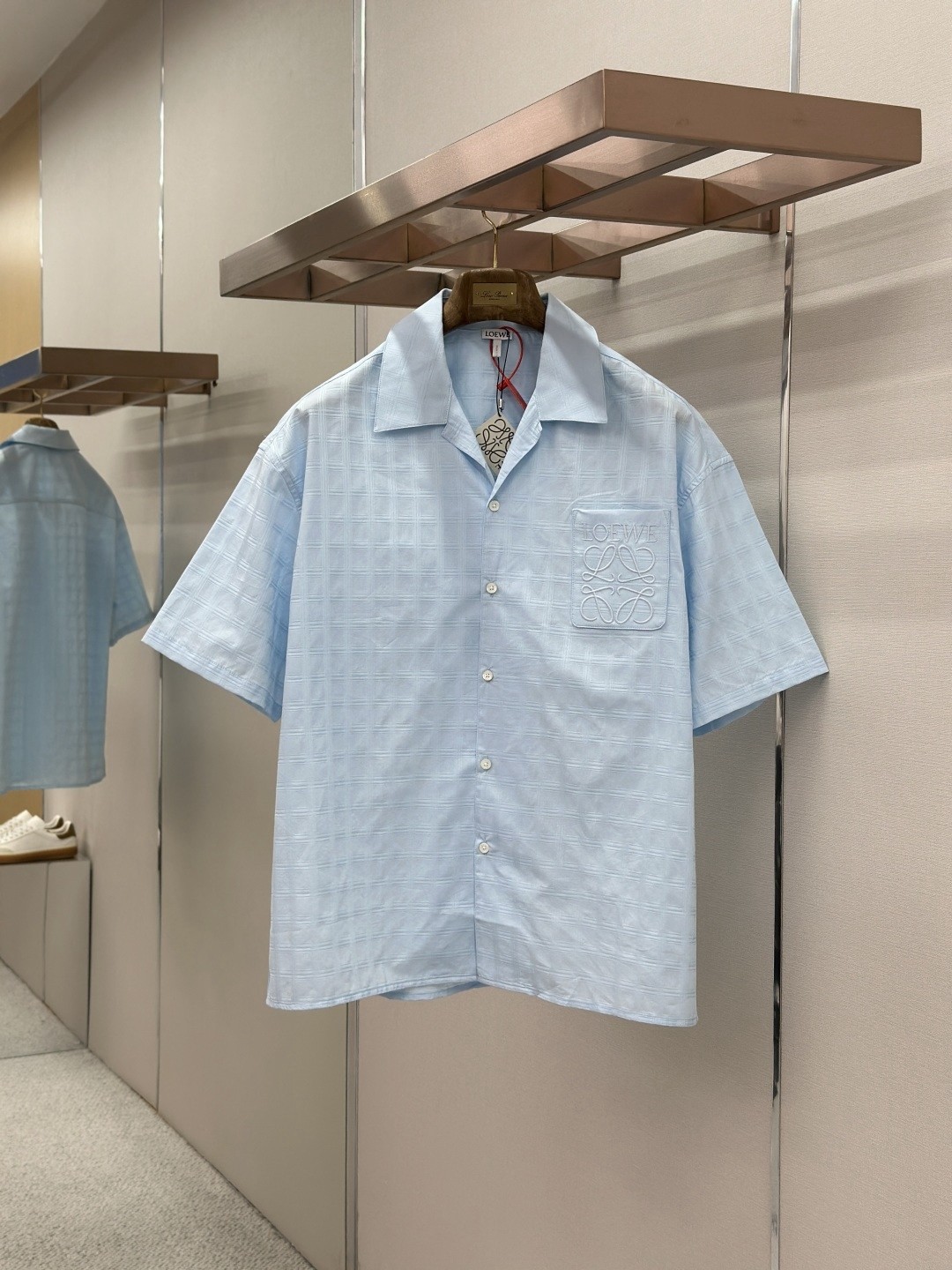 Loewe Anagram Embroidered Checkered Shirt