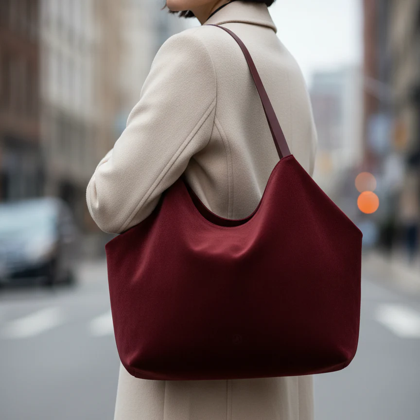 Slouchy Maroon Suede Tote