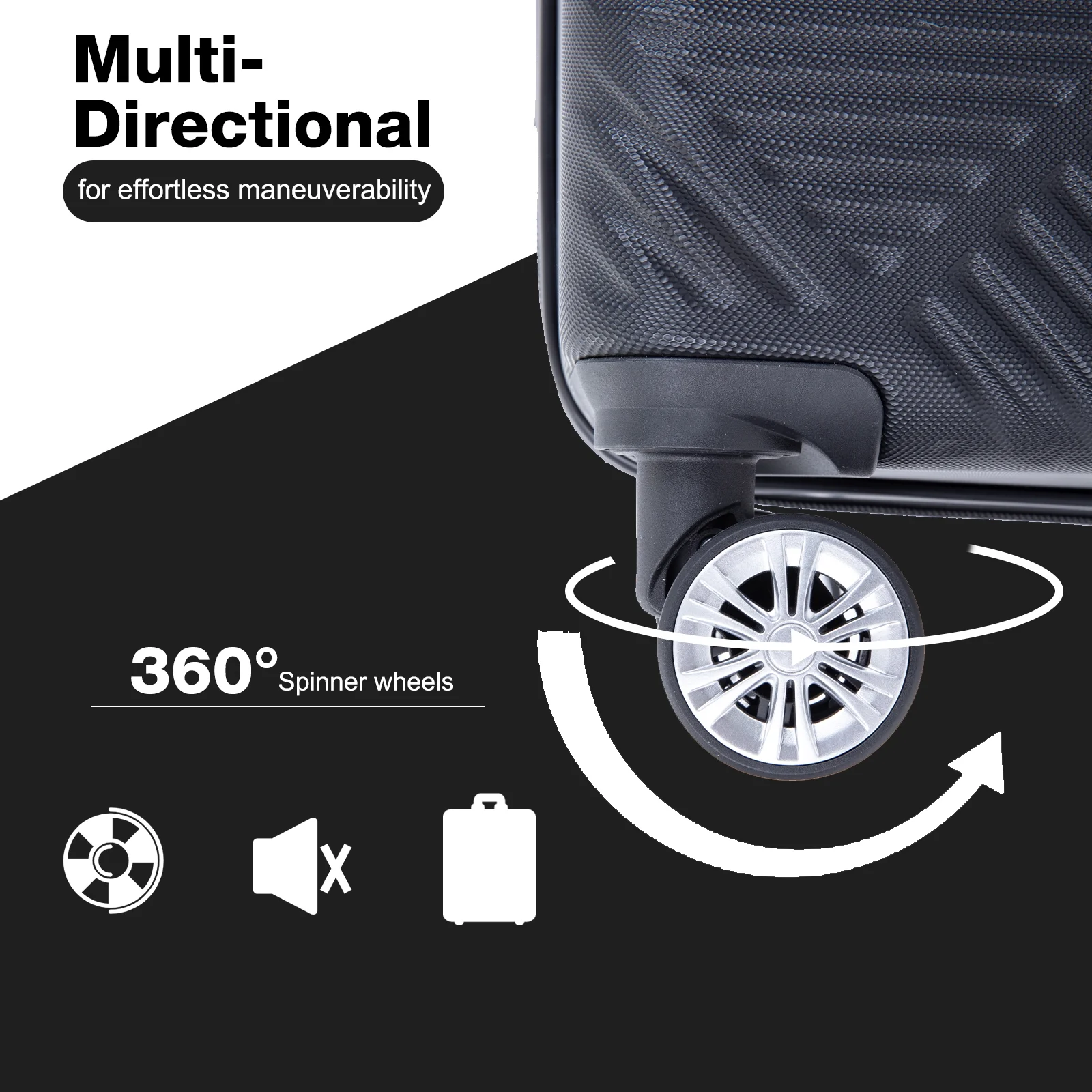 Tripcomp Luggage Sets 4 Piece Suitcase Set (14/20/24/28)Hardside Suitcase with Spinner Wheels Lightweight Carry on Luggage(Black)