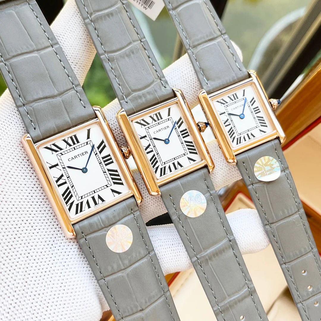 CARTIER Watch TANK MUST PINK GOLD CASE LEATHER