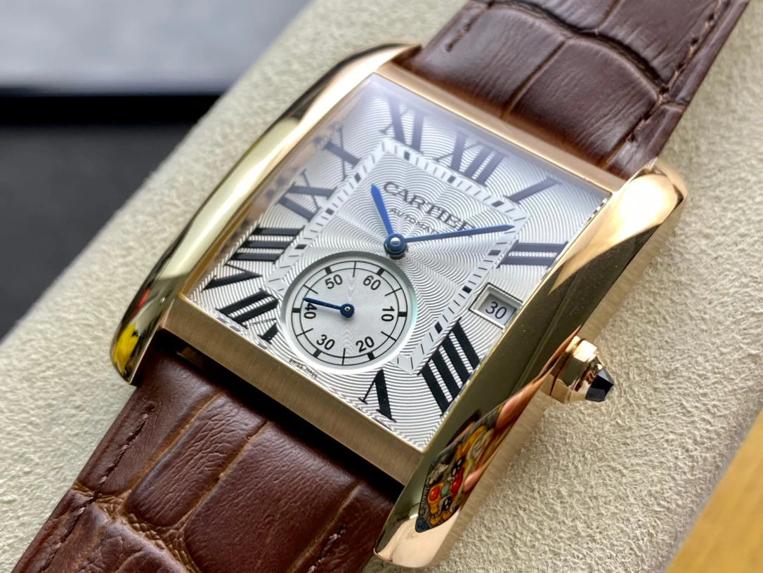 Cartier Watch Tank 34mm Brown Gold White Dial