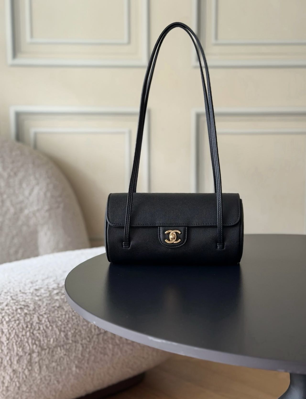 Chanel Preppy Coco 26P Cylindrical Bowling Bag