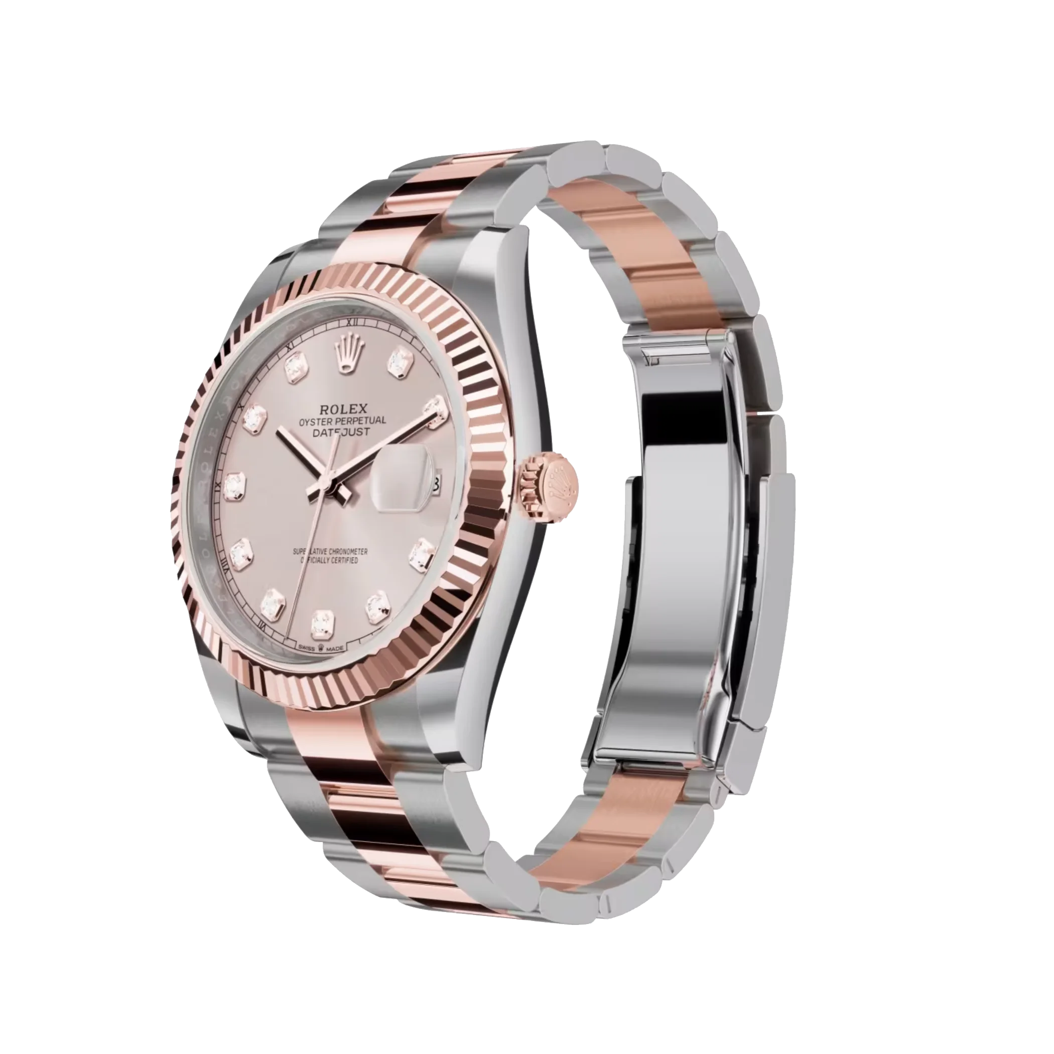 Rolex Datejust: Oystersteel and Everose gold, sundust diamond-set dial, Oyster bracelet, m126331-0007