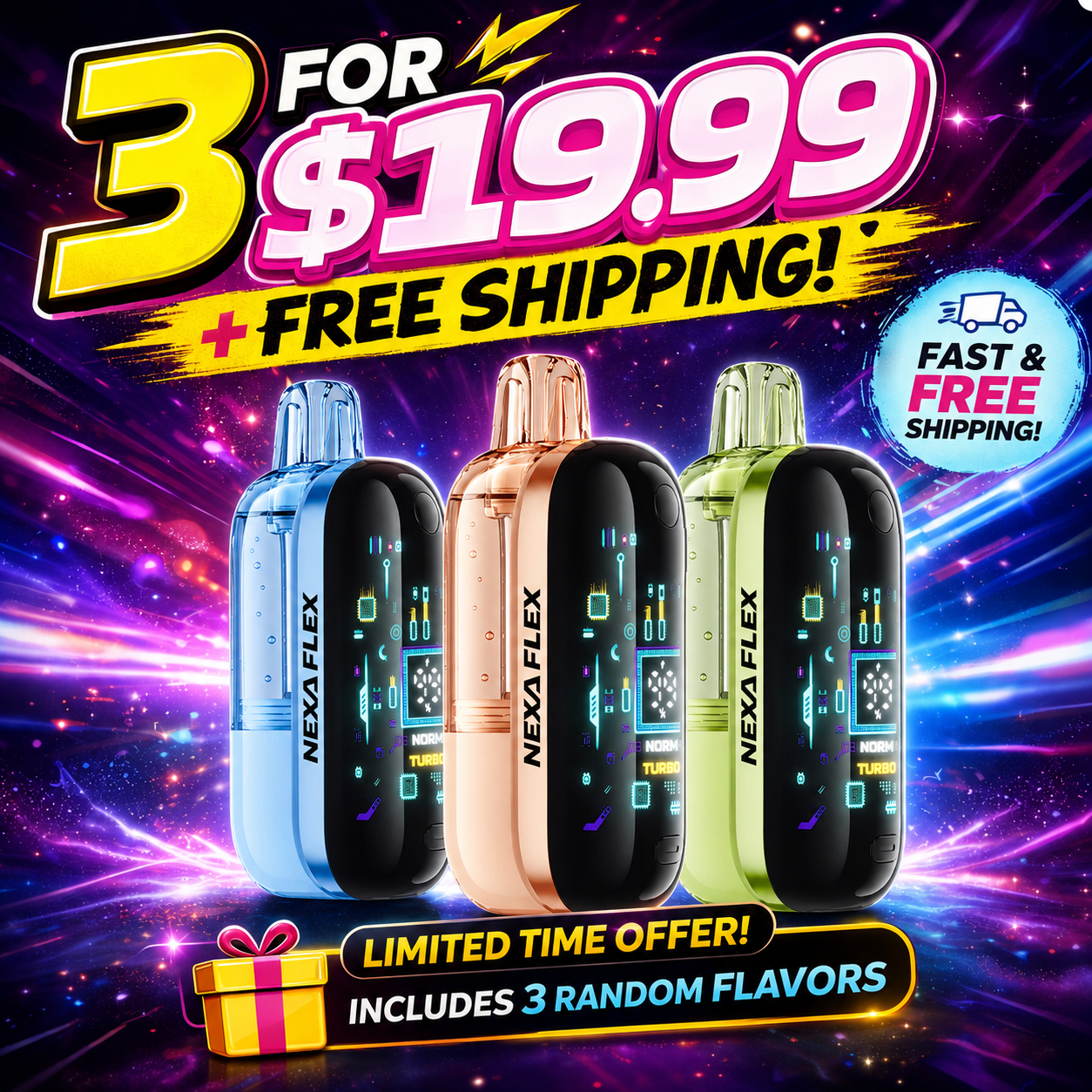 3 for $19.99 + Free Shipping | NEXA FLEX 40K | NEXA PIX 35K Disposable Vape