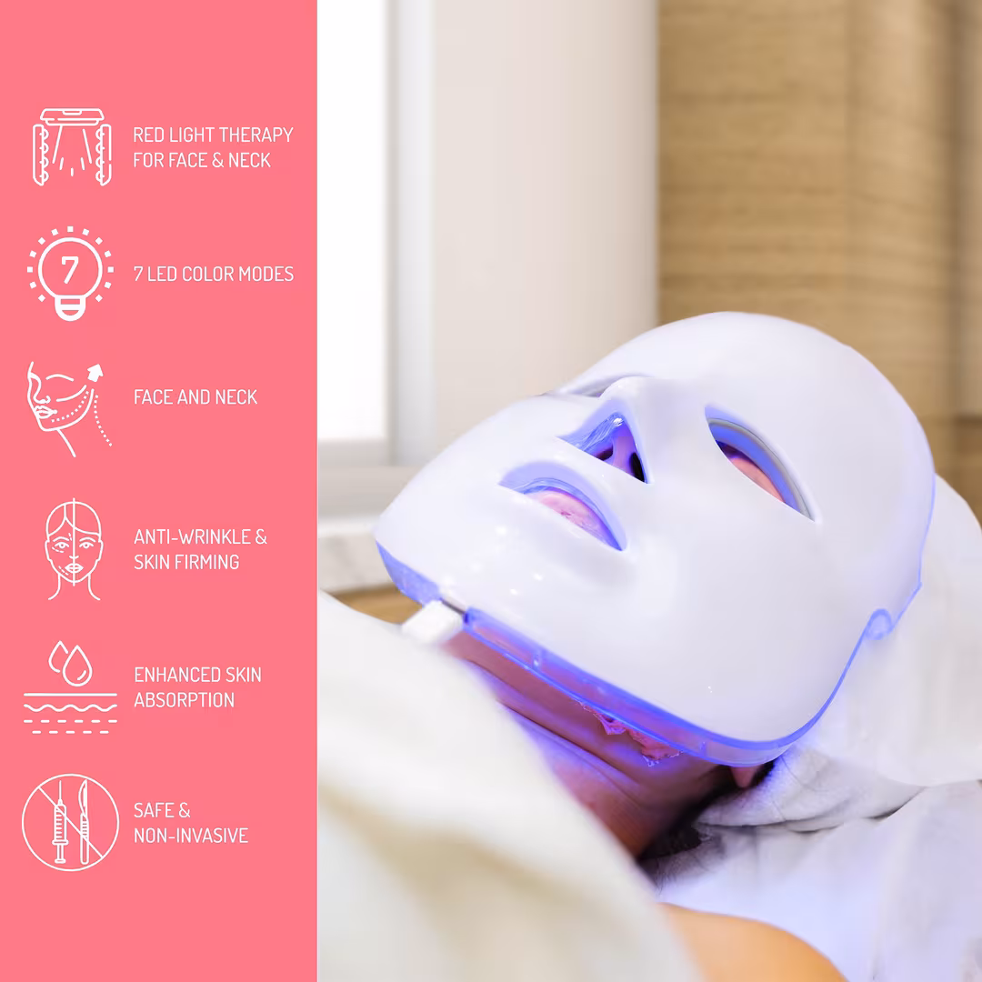 PURSONIC  LED Light Therapy Face Mask 7 Color Skin Care Mask