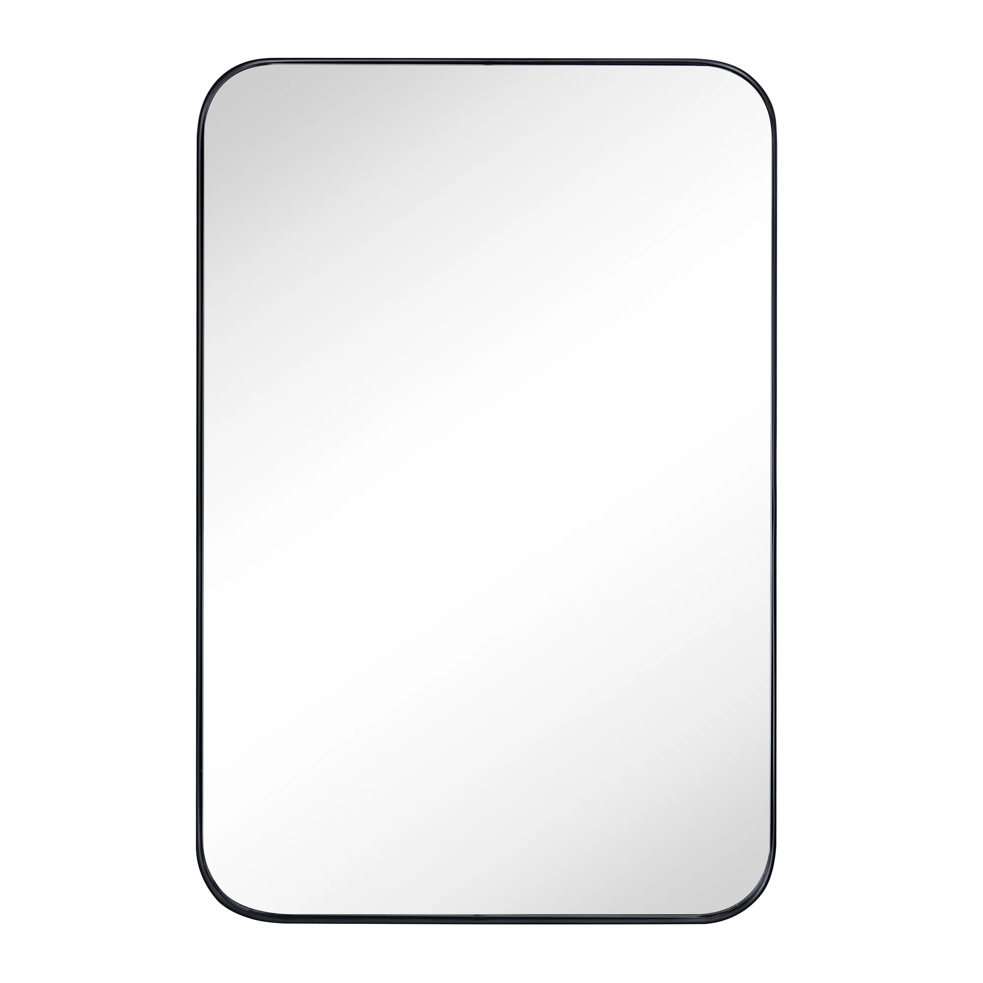 TEHOME Black Rectangle Recessed Bathroom Medicine Cabinet with Mirror Stainless Steel Metal Framed Rounded Rectangular Bathroom Cabinet with Mirror 16x24''