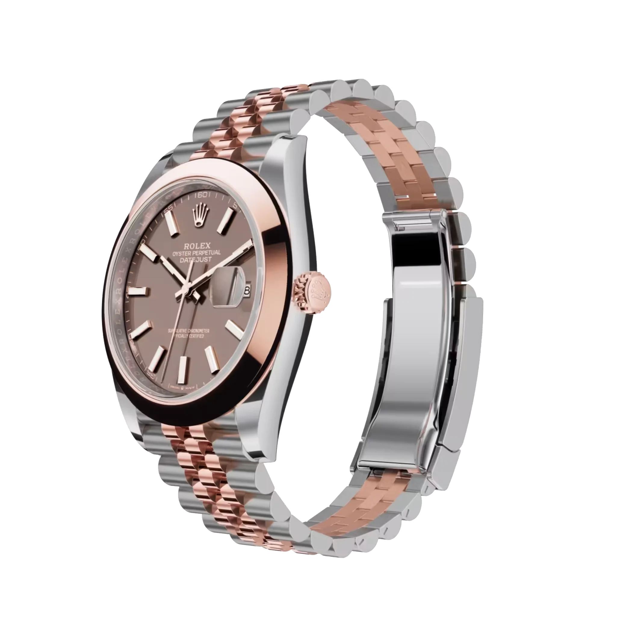 Rolex Datejust: Oystersteel and Everose gold, chocolate dial, Jubilee bracelet, m126301-0002