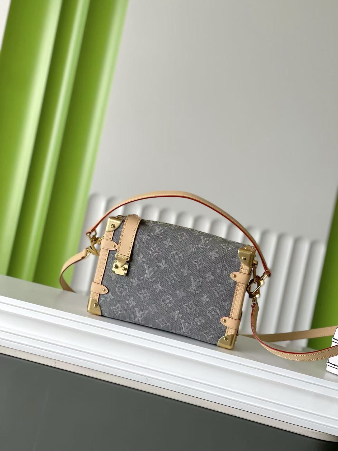 LV Side Trunk Denim Soft Box Bag