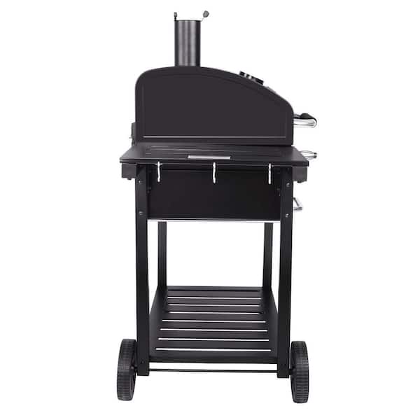 Deluxe 30 in. Charcoal Grill, BBQ Smoker Picnic Camping Patio Backyard Cooking, Black