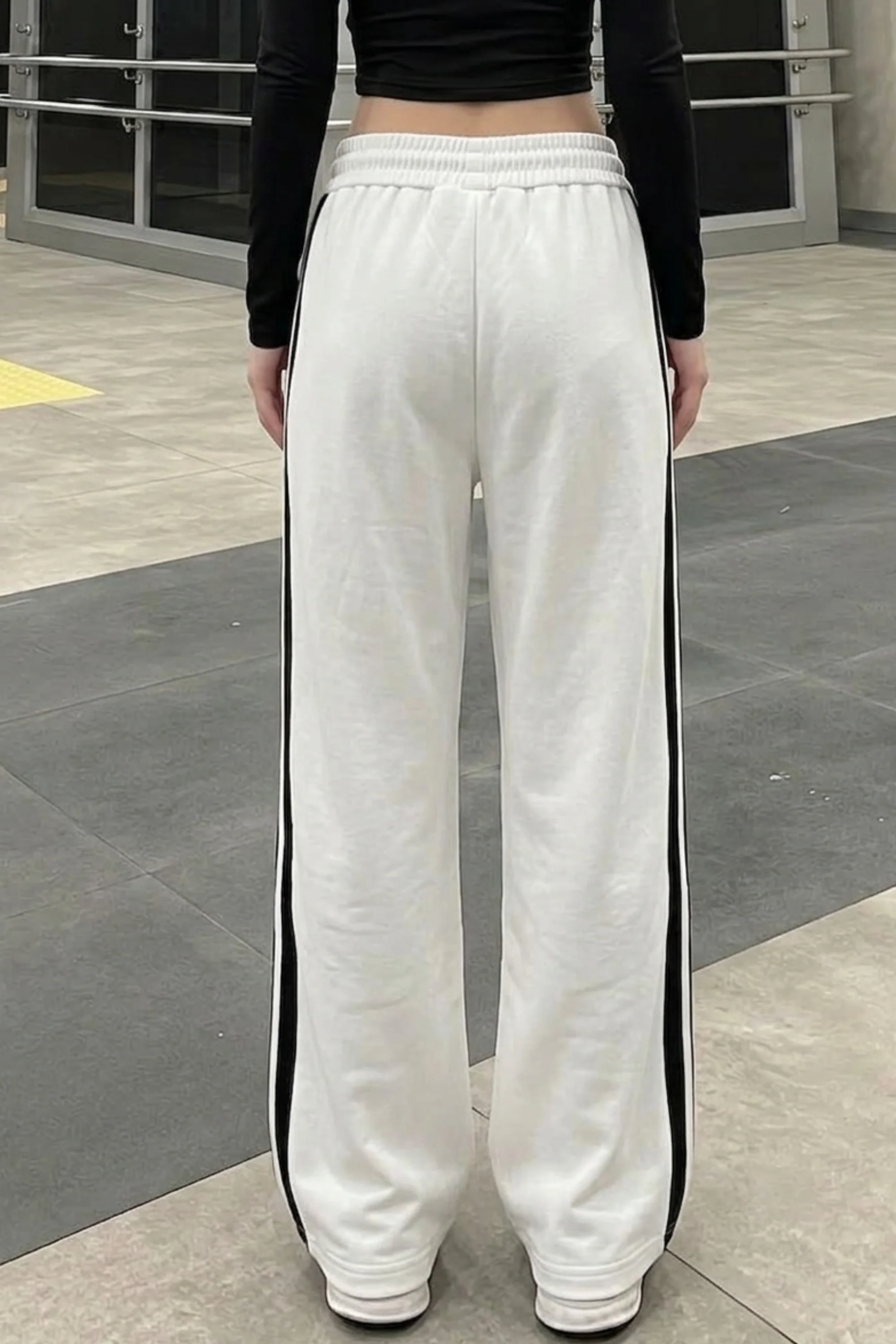 White Side-Stripe Sweatpants