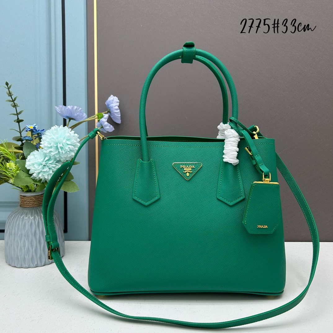 Prada Saffiano Double Medium Handle Bag