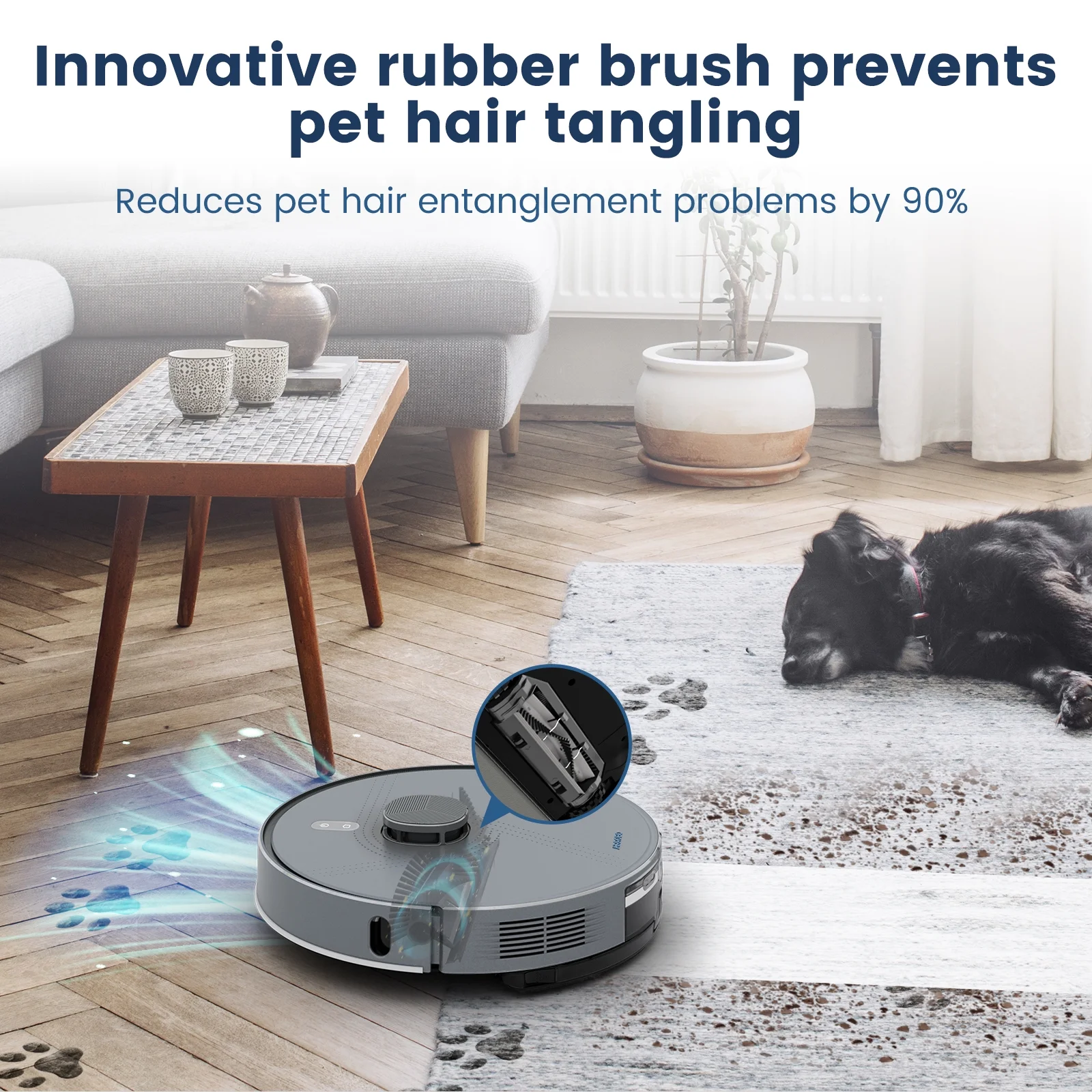 (2025Upgrade) AIRROBO L50 Self-Empty Robot Vacuum and Mop Combo with Ultrasonic Carpet Inspection5500Pa Powerful Suction for Pet Hair