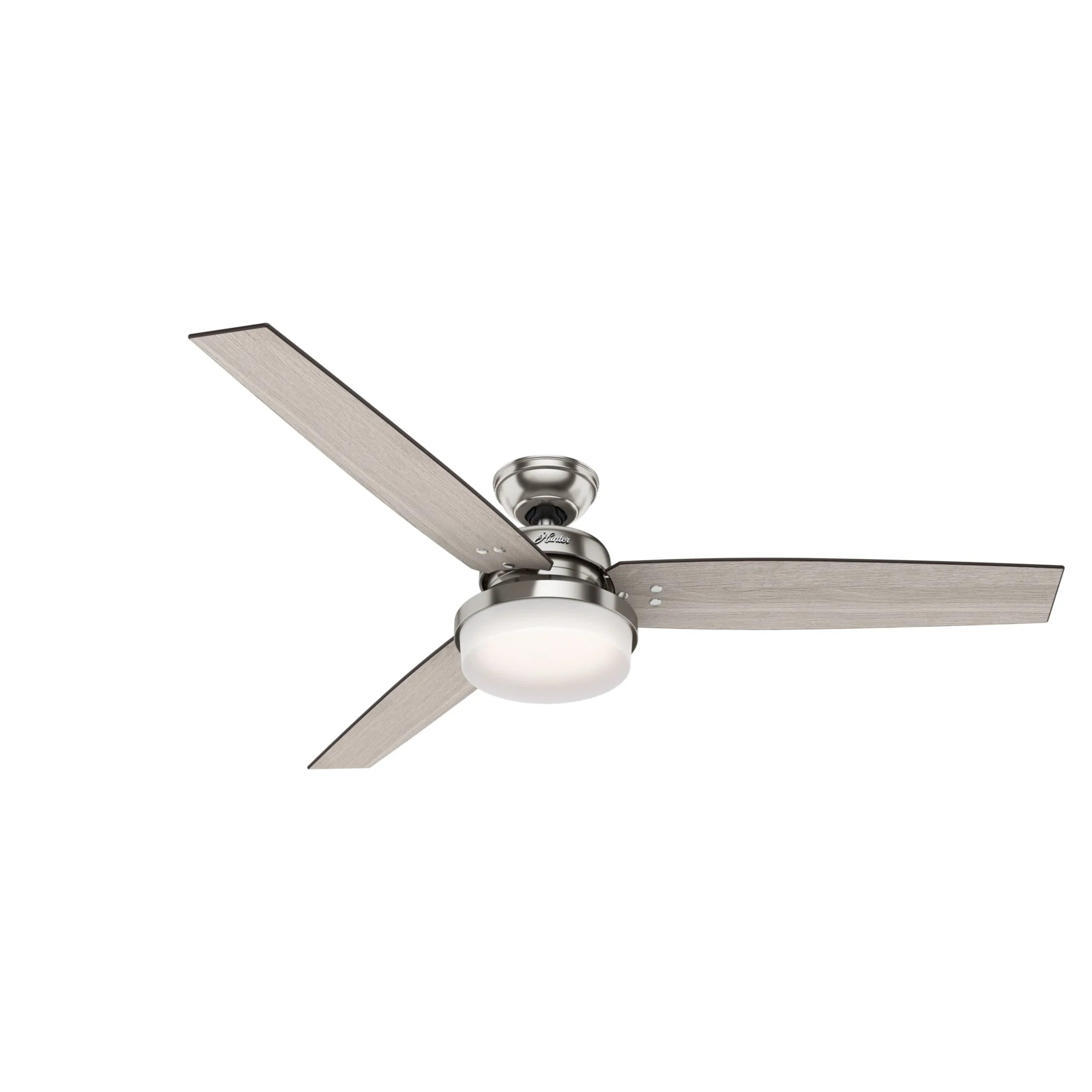 Hunter - Sentinel Indoor Ceiling Fan With Light, Remote, 60-inch, Brushed Nickel, Modern-style, 3-speed WhisperWind Motor, 59459, for living rooms, bedrooms, home offices, kitchens