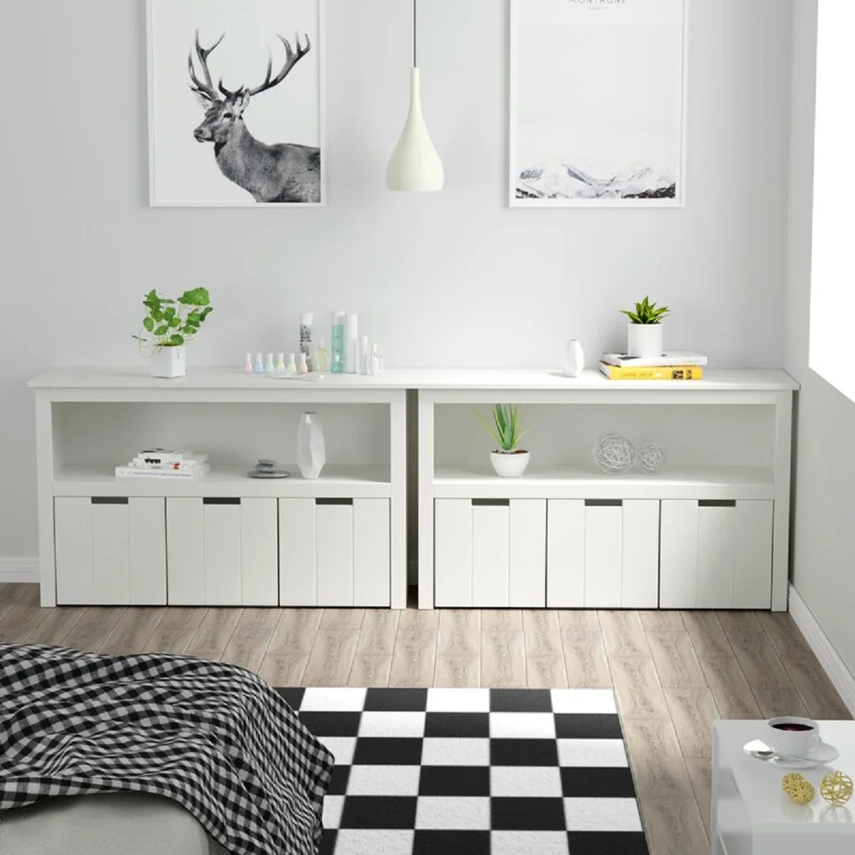 Homfa Kids Toy Storage, Cubes Storage Bins with 3 Drawers, White Toy Box with Shelves and Wheels
