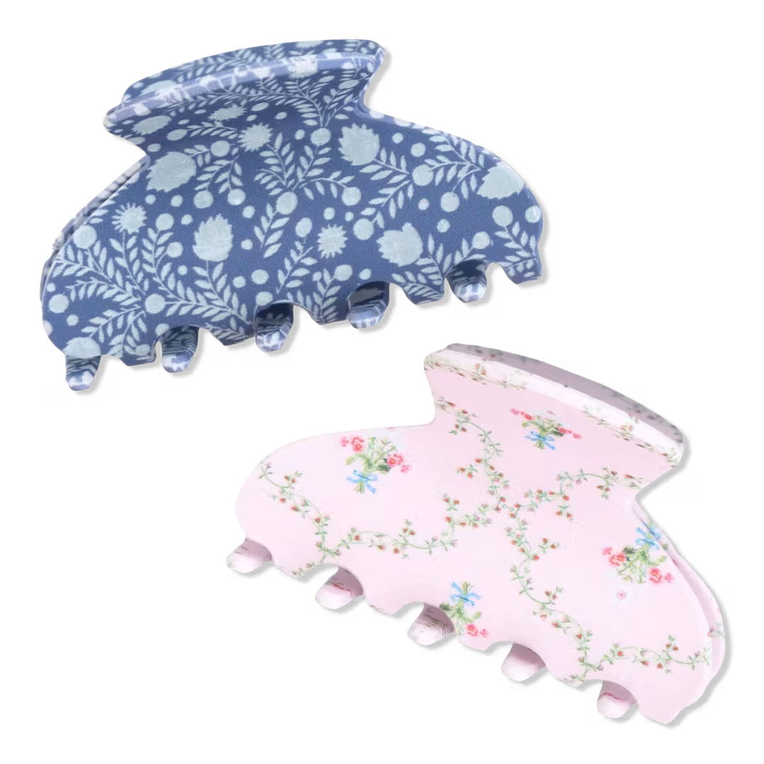 Wet Brush  Wet Brush x Hill House Ditsy Thistle and Pink Trellis Small Claw Clips 2ct
