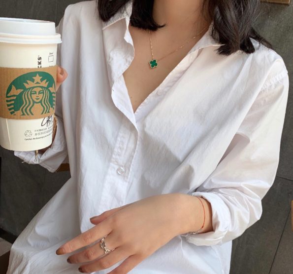 Van Cleef Necklace Dupe, Green Clover Leaf Necklace