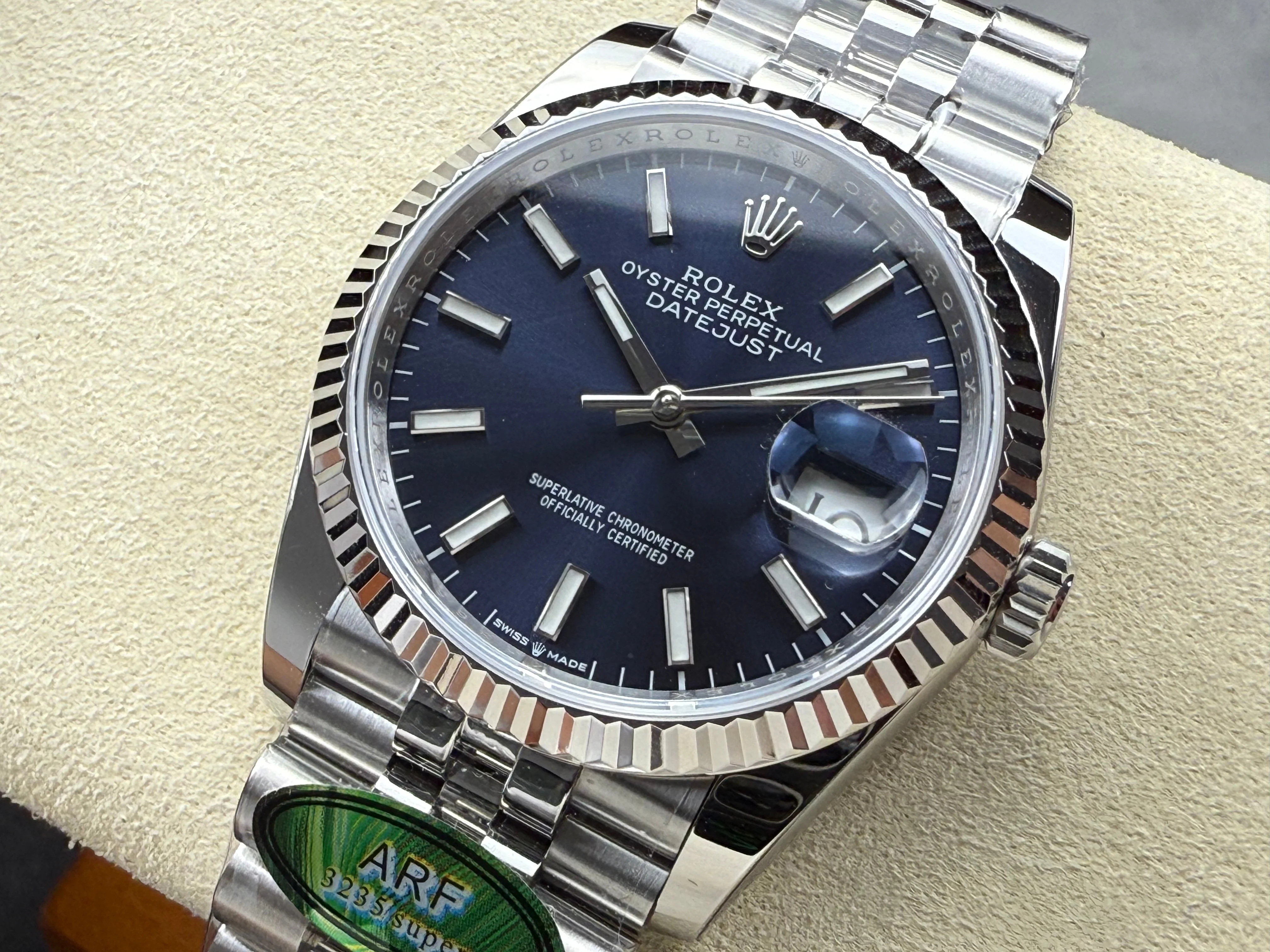 Rolex Watch Day-Date 36mm Silver Navy Blue