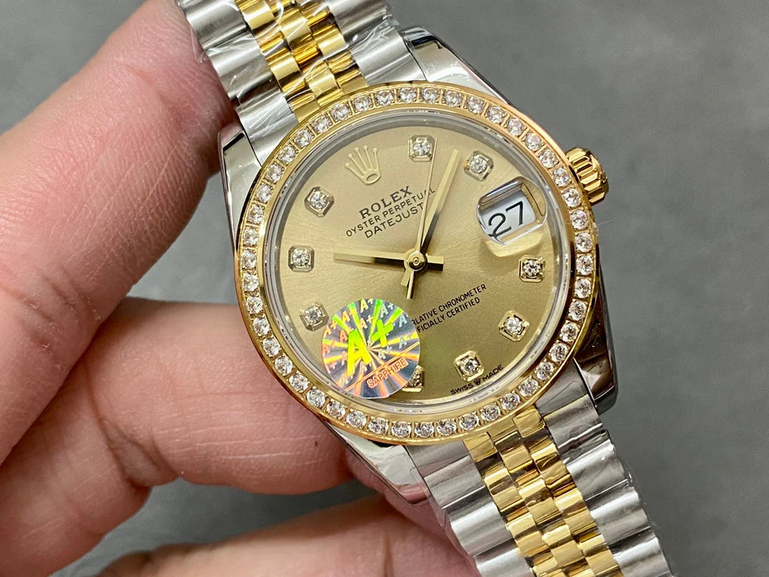 Rolex Watch DATEJUST 31MM GOLD STEEL DIAMOND BEZEL YELLOW DIAL