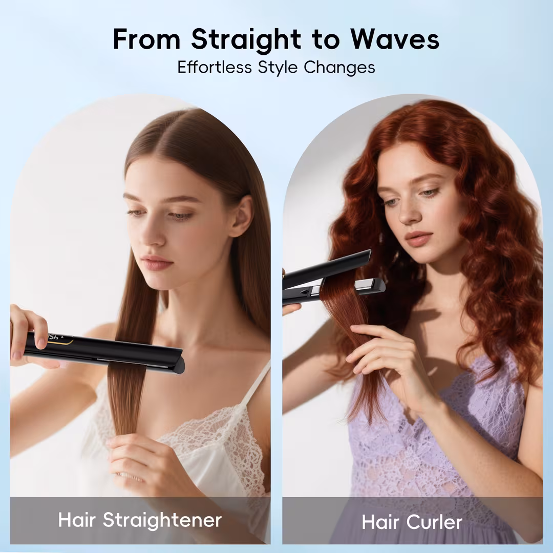 NICEBAY  Titanium Flat Iron Curler Styler