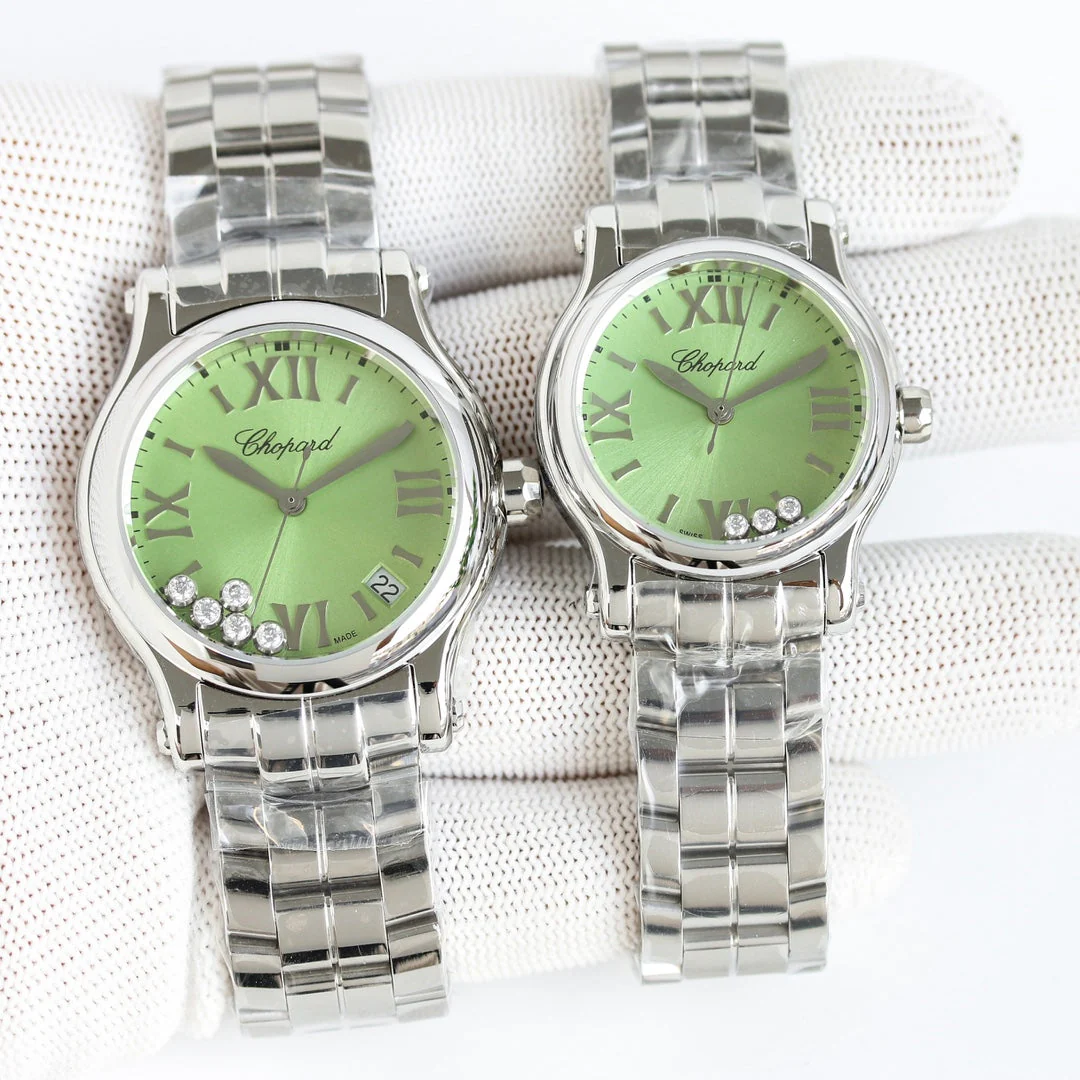 Cartier Watch Happy Diamond Silver Green Dial
