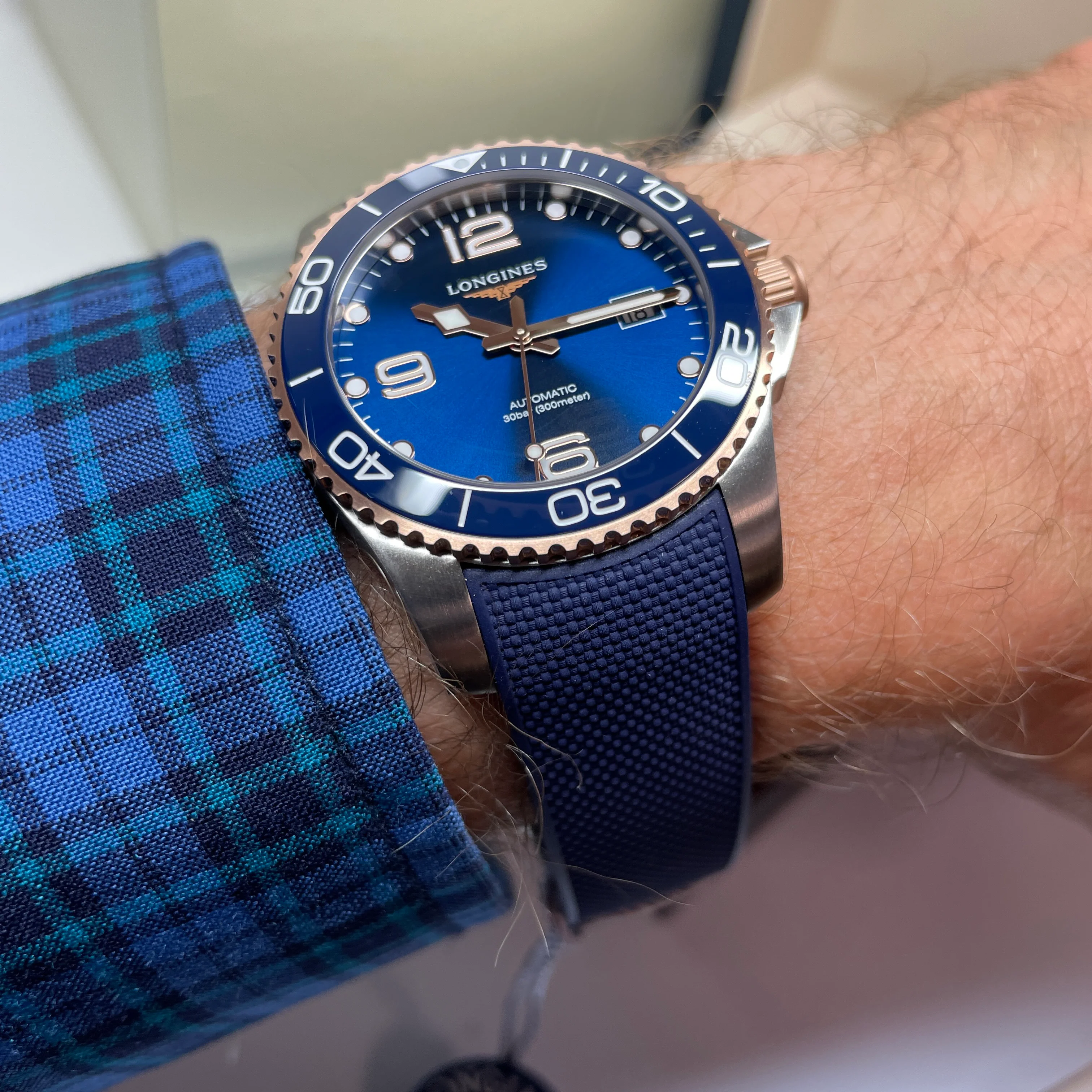 Longines Hydroconquest 41MM Automatic Blue Ceramic Rose Gold Watch L37813989