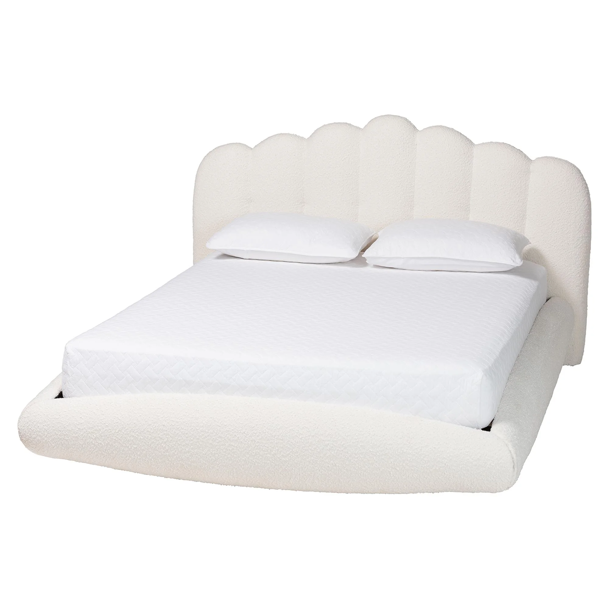 Baxton Studio Grenier Modern Floating Bed, King, Cream