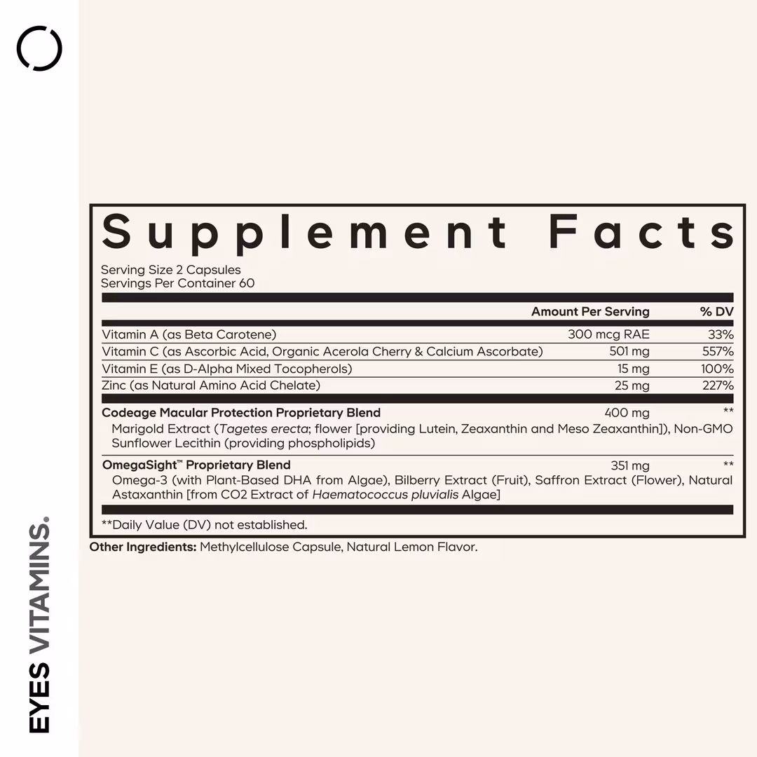 CODEAGE  Eye Vitamins AREDS 2 Formula with Lutein & Zeaxanthin