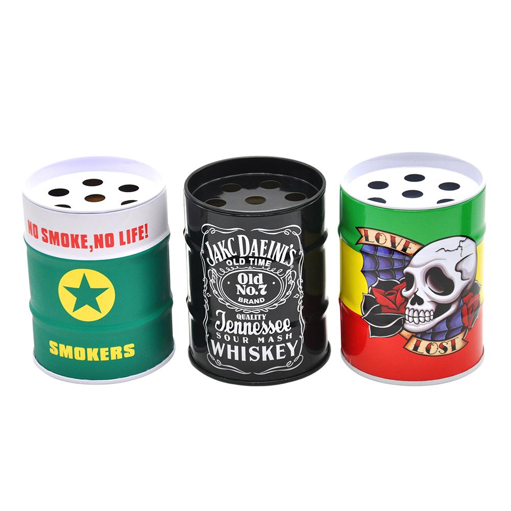 Oil Drum Shaped Tin Ashtray (Random Pattern)
