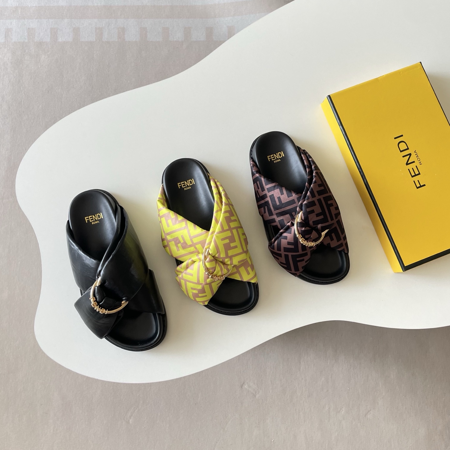 Fendi 2026P Crossed FF Slippers