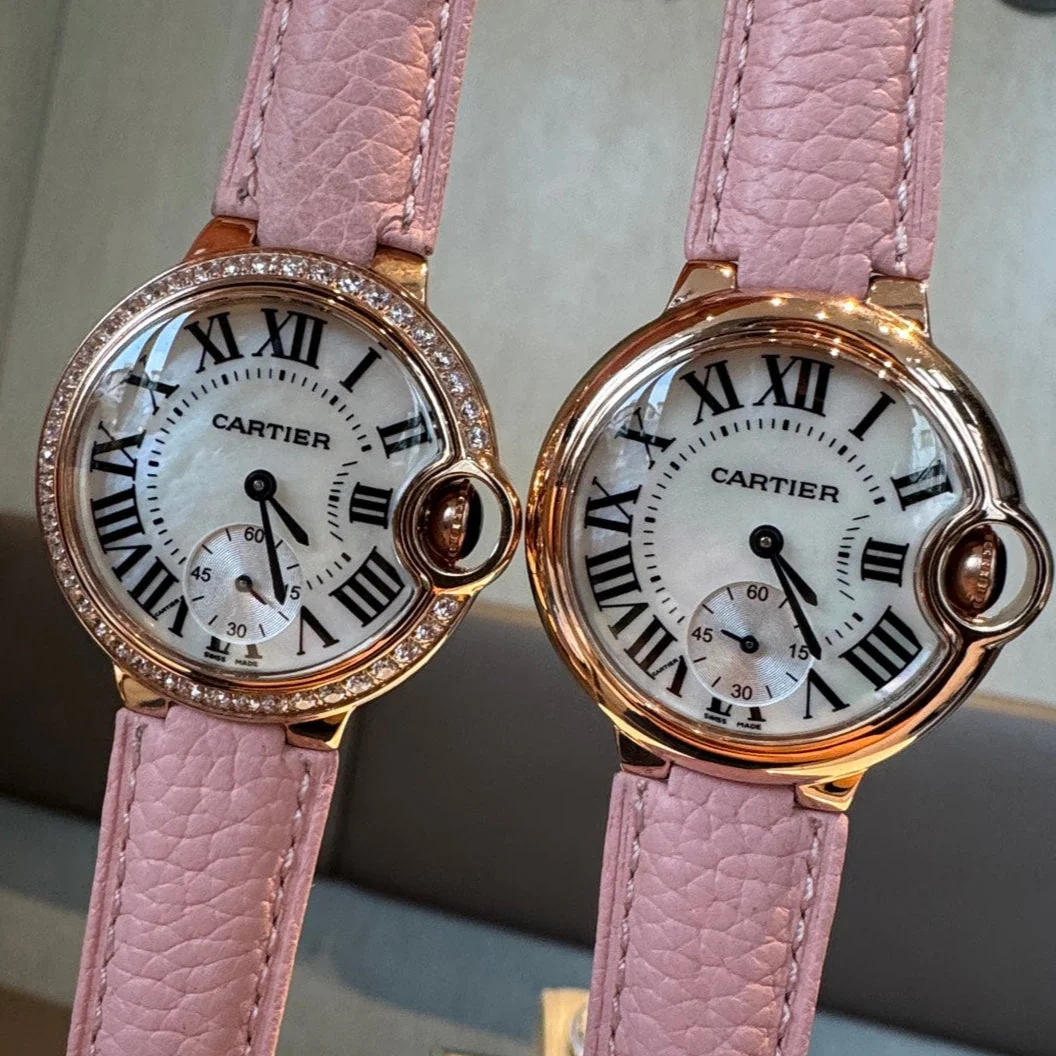Cartier Watch Bleu Balloon 33mm Pink Gold White Dial