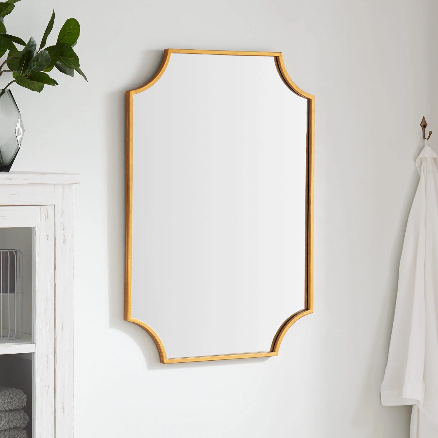 34" x 24.25" x 1" Wall Bathroom Vanity Mirror -IRON, MIRROR & ACRYLIC BACK- Gold Leaf -GL