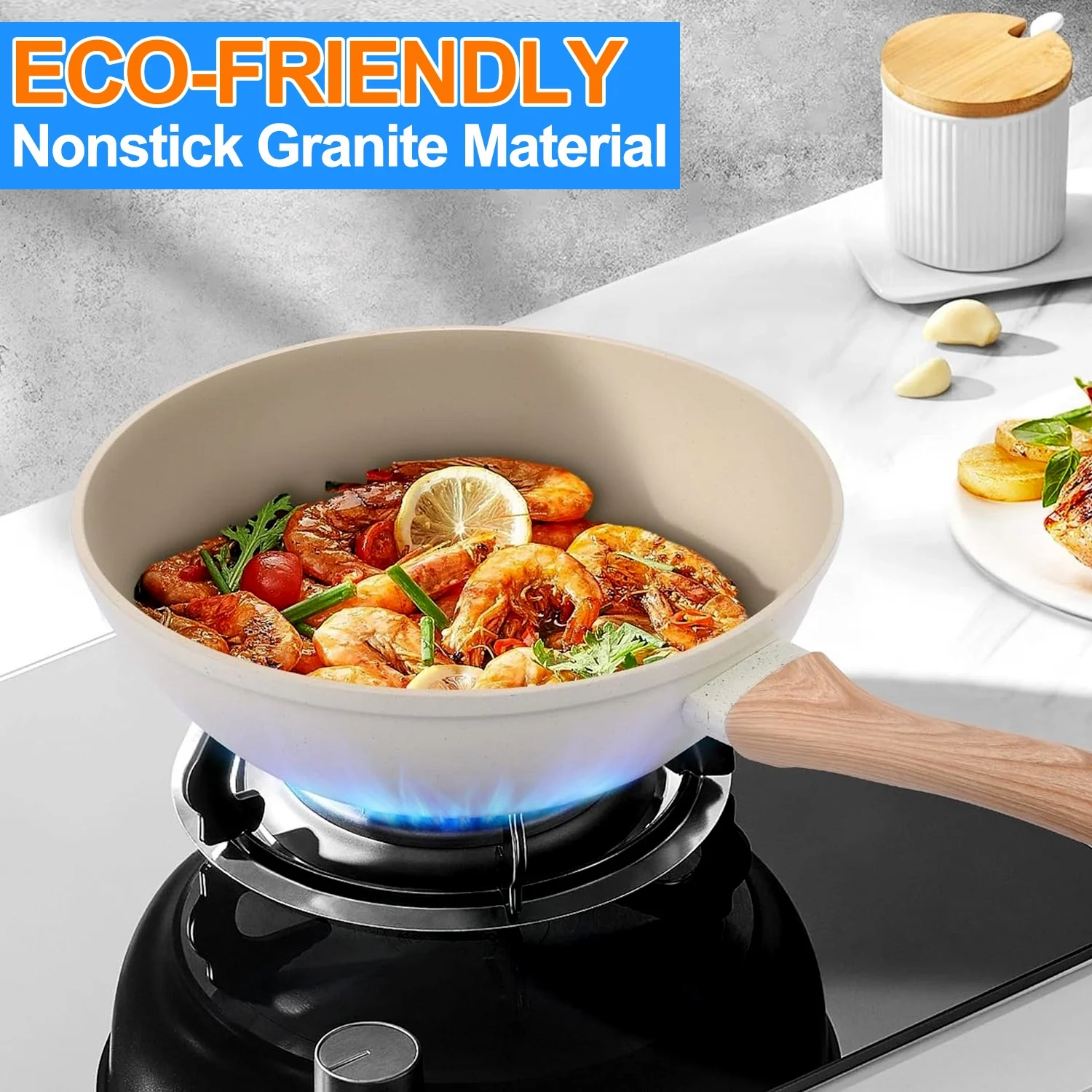 Kitchen Cookware Sets, Nonstick Pots and Pans Set, Induction Cookware, 19 Pcs