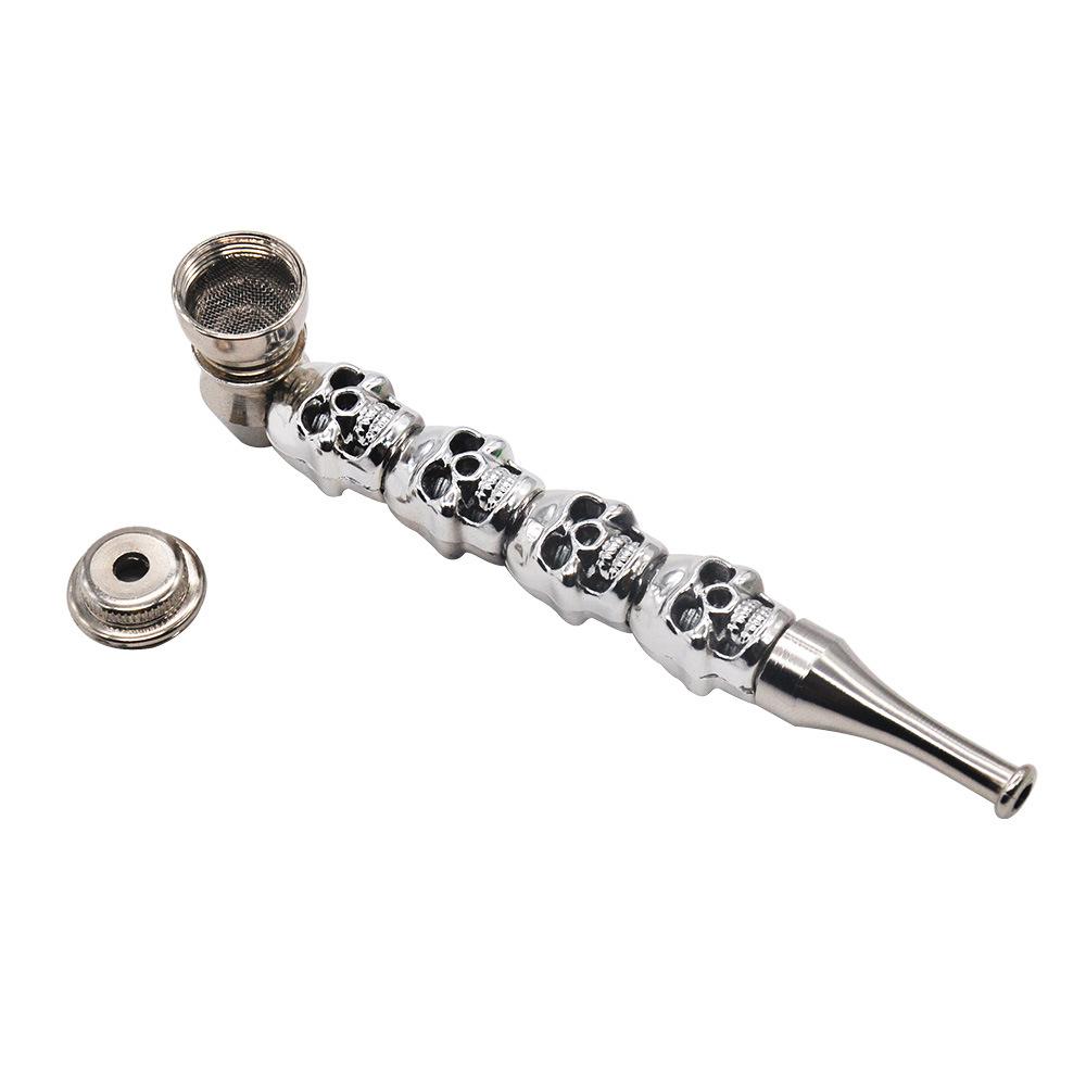 Portable Skull Metal Tobacco Pipe